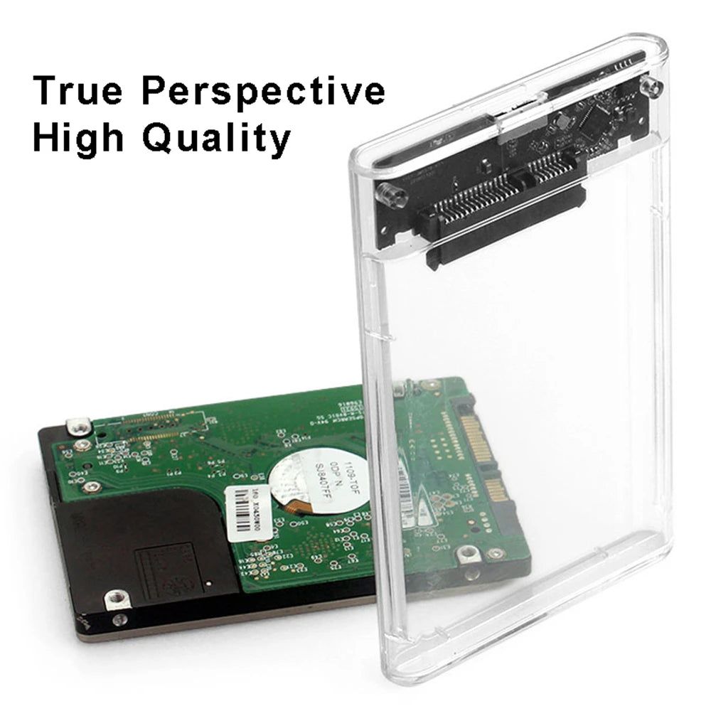 Clear USB 3.0/Type C 2.5-inch SATA III Hard Drive Enclosure - External Case for SSD HDD with UASP Support