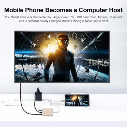 3-in-1 Type C to HDMI-Compatible Hub and USB3.0 Docking Station for MacBook, Samsung - Fast Shipping!