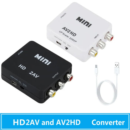 1080P HDMI-compatible to RCA Converter with USB Charge Cable - HD AV 3RCA CVBs Composite Video Audio Adapter for PAL/NTSC Support